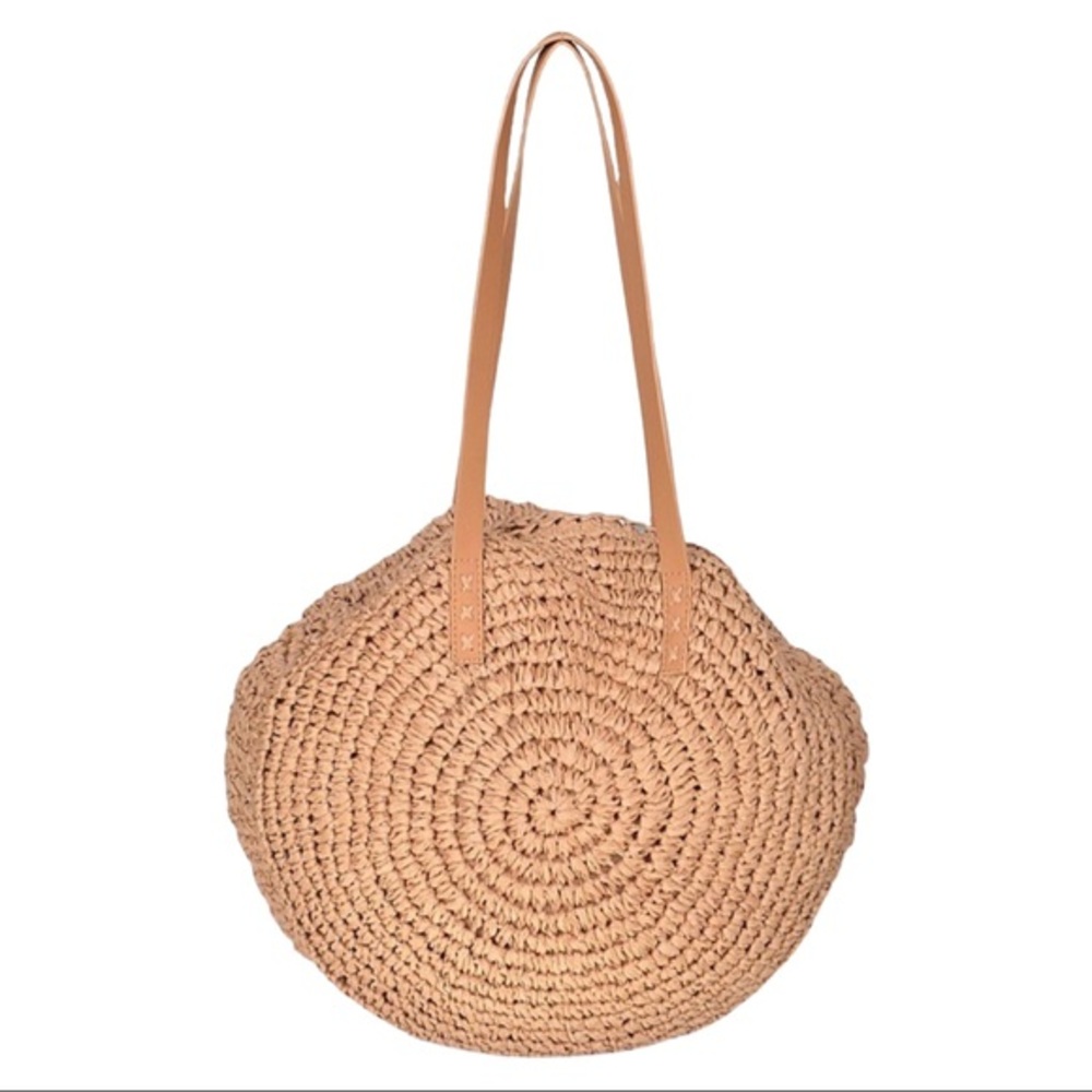 NWT Tan Beach Straw Tote Bag